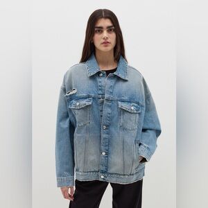 B.Angel Oversized Denim Jacket – Women’s Small (Runs Relaxed) | Distressed, Ital